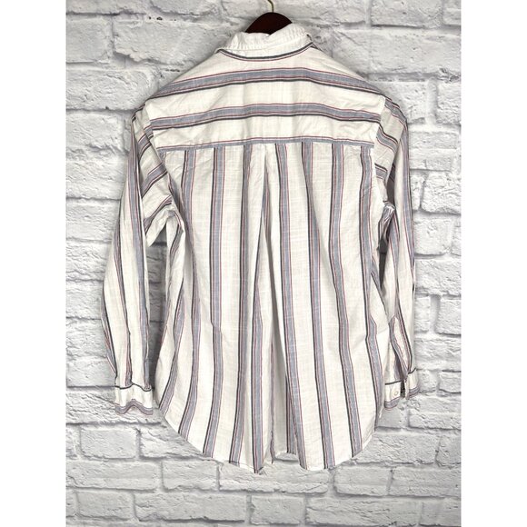 GRAYSON Women's White Multi-Stripe V-Neck The Hero Button Front Blouse 02 Small - Picture 6 of 6